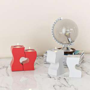 Irregular Shape Candle Holder Mold Stitching Love Candlestick Aromatherapy Gypsum <b>Resin</b> Candle Silicone Mold - Product Image 2