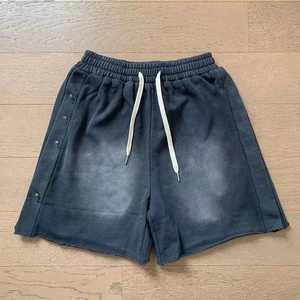 350G Spray Bleach Washed French Terry Sweat Shorts Elastic <b>Drawstring</b> Customizable Casual Shorts - Product Image 5