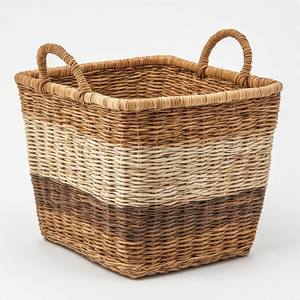 Grand panier en jonc de mer tressé à la main, idéal pour organiser les jouets, le linge, les couvertures et les articles ménagers essentiels - Product Image 6