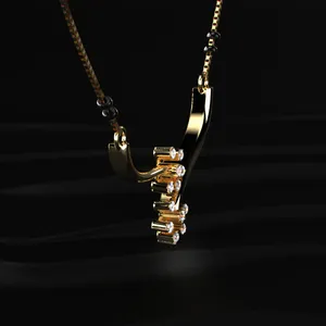 Pendentif Mangalsutra en diamant CVD de laboratoire taille ronde motif floral, couleur D-E, clarté VVS-VS, certifié IGI, or, pour fiançailles et mariage, Inde - Product Image 4