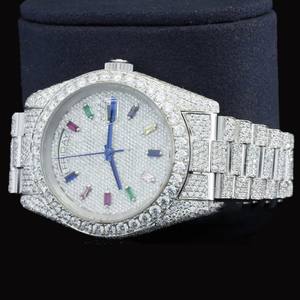 Montre automatique personnalisée en acier inoxydable avec diamants et moissanite, mouvement suisse, résistante à l'eau, pour la vente en gros aux entreprises - Product Image 3
