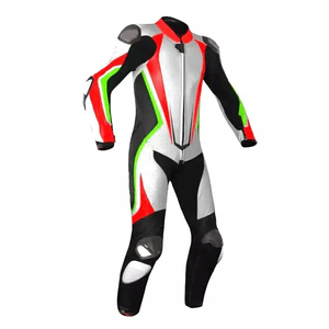 Men's Full Sleeve Leather Motorcycle Racing <b>Suit</b> <b>White</b> Blue Black Color Blocked Windproof All Seasons Adult Wear - Product Image 6