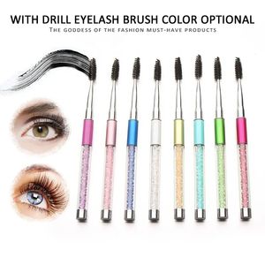 HMU Crystal Pink Mascara Applicator Spiral Mascara <b>Brush</b> Extension Spoolie Eyelash Mascara Makeup <b>Brushes</b> With Cover - Product Image 2