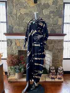 ชุดเดรสคาฟทันผ้าเรยอนย้อมสีแบบชิโบริ ไซส์พลัส ทรงหลวม สวมใส่สบาย เหมาะสำหรับพักผ่อน - Product Image 3