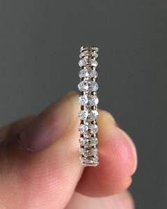 18k <b>Silver</b> Lab Grown Diamond Filled Oval Cut VVS Wedding Band <b>Eternity</b> Engagement <b>Ring</b> with Shared Prong Fine Jewelry - Product Image 3