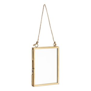 Cadre photo moderne en métal doré avec corde en jute pour accrochage, cadre flottant à double verre transparent pour spécimens botaniques, œuvres d'art et décoration intérieure - Product Image 1
