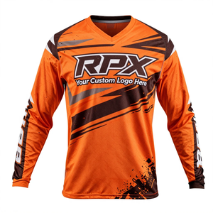 Camiseta de Carreras Personalizada para Motociclismo, Diseño Naranja y Negro, Impresión por Sublimación, Secado Rápido, Manga Larga, Jersey de Motocross - Product Image 2