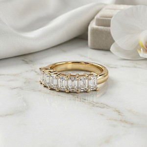 1.75CTW Emerald Cut Prong <b>Set</b> Lab Grown 10K <b>Gold</b> Vintage for Certified Band <b>Ring</b> - Product Image 3