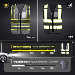 Chaleco de Trabajo Unisex de Alta Visibilidad, Reflectante, de Poliéster, con Impresión por Transferencia de Calor, Múltiples Bolsillos, Uniforme de Seguridad, con Detección de Agujas - Product Image 2