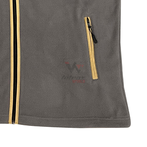 Chaleco polar gris con cremallera completa, cortavientos, sin mangas, con ribete amarillo, OEM, ropa de exterior, para caza y viajes. - Product Image 2