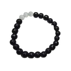 Crystal <b>bracelet</b> <b>Black</b> Obsidian & Selenite Round Beads <b>Bracelet</b> 8mm Stone Gemstone Fashion <b>Men</b> and Women Gift Energy - Product Image 2