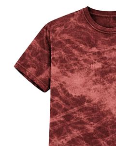 Deep Maroon Ice Dye T Shirt Men Round Neck Short Sleeve Cotton Casual Streetwear Vintage Wash Custom OEM Wholesale Tee Supplier - Product Image 4