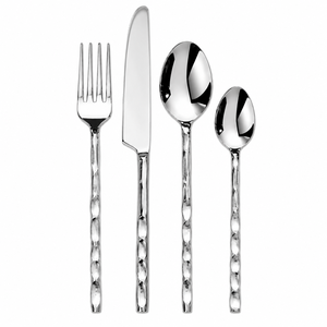 Ensemble de couverts en acier inoxydable martelé pour hôtels et restaurants, manche texturé artisanal, vaisselle de table - Product Image 4