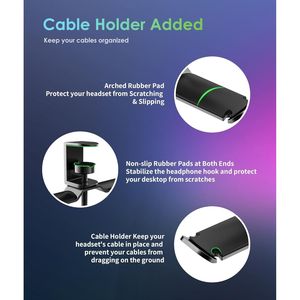 Supporto per Cuffie in Alluminio con Doppia Testa Rotante, Porta Cuffie da Scrivania con Morsetto, Capacità 5 kg, Compatibile con Custodie per Cuffie - Product Image 3