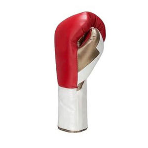 Wholesale Custom logo Genuine Leather Cowhide Red White Leather Boxing Gloves Laced-Up Full Finger Training Gear for Adults - Product Image 2