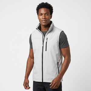 Men's Windproof Padded Vest Stand Collar Zipper <b>Waistcoat</b> Light Gray Sporty Autumn Outerwear - Product Image 6