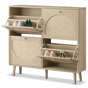 4 Drawers Rattan Shoe Cabinet Organize Your Shoes with Style Elegant Cupboard Storage Rack Unit - Product Image 4