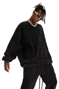 Acid Wash Sweatshirt for Men New Design Solid Pattern <b>Jumper</b> Plus Size Woven Fabric for Winter - Product Image 5
