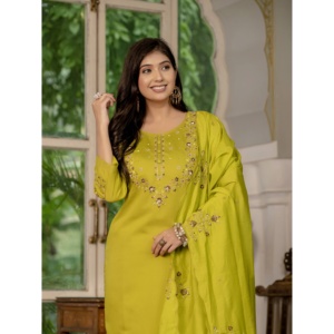 Ensemble élégant pour femmes, Kurti, pantalon et dupatta droits - Product Image 2