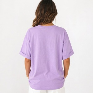 Camiseta Oversize para Mujer al por Mayor de Fábrica, con Logotipo Personalizado, de Algodón, Hombros Caídos, OEM - Product Image 3
