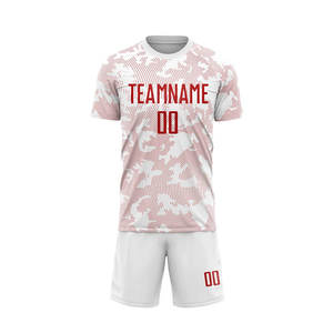 Custom Sublimated Soccer Jersey Shorts Set <b>White</b> Red Team Name Number Moisture Wicking Crew Neck Short Sleeve Adult All Seasons - Product Image 2