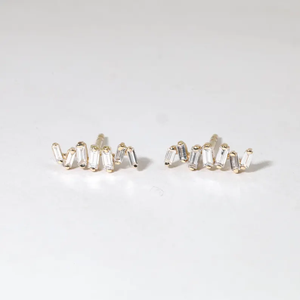 Élégantes boucles d'oreilles clous en or 14 carats avec diamants de laboratoire, minimalistes, délicates, style grimpant, bijoux fins modernes, cadeau - Product Image 6