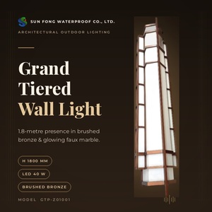 Lampe murale extérieure Art Déco 1800 mm en acier inoxydable 304, bronze brossé, faux marbre, LED 40W, pour hôtel, façade de villa, éclairage extérieur - Product Image 6