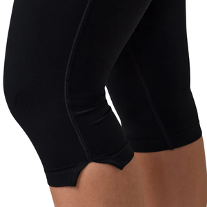 Women's Black Thin Knitted High Waist Capri Yoga Leggings Solid Logo Seamless Stretch Workout Gym Pants <b>Tummy</b> <b>Control</b> Activewear - Product Image 6