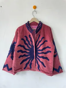 Chaqueta Bomber de Terciopelo Rosa Empolvado, Estilo Boho Vintage, Unisex, Hecha a Mano, con Cuello Mandarín, Bordado a Mano, Abertura Frontal, Corta, de Algodón para Otoño - Product Image 4