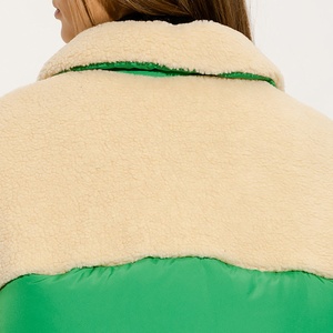 Color Blocked <b>Quilted</b> <b>Jacket</b> Women's Short Style Turn-down Collar Zipper Closure Faux Fur Lining Winter Coat - Product Image 6