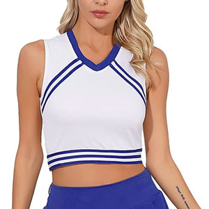Uniforme de cheerleading sur mesure pour femme, une pièce, haute qualité, prix bas, sans manches, col en V, pour équipe sportive. - Product Image 5