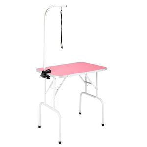 Tavolo da Toelettatura Pieghevole per Animali Domestici da 32 Pollici con Braccio Regolabile e Funzioni di Pulizia Silenziose per la Rimozione dei Peli, Rosa - Product Image 1