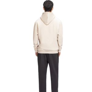 Sweat à capuche pour homme coupe classique en molleton couleur avoine avec imprimé sur la poitrine, style streetwear décontracté, confortable, OEM ODM, vente en gros - Product Image 2