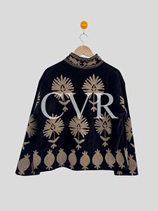 Manteau en velours brodé à la main à motif floral, col rabattu, manches chauve-souris, grande taille, vêtements d'extérieur décontractés pour femmes, automne - Product Image 2