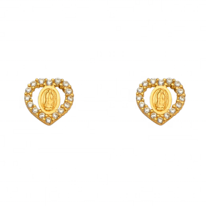 Pendientes Personalizables de Latón Chapado en Oro Antiguo con la Virgen María para Mujer, Accesorio de Moda, Estilo Clásico, Aniversario Cristiano - Product Image 1