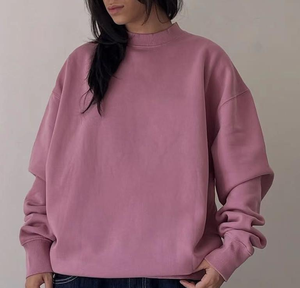 Sweat-shirt surdimensionné pour femme en molleton brodé personnalisé, col rond, avec logo sur le devant, en coton doux, respirant et écologique - Product Image 4
