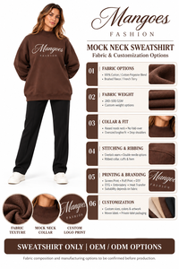 Sweat-shirt à col montant pour femme, personnalisé avec logo, en coton doux 100%, style streetwear, brodé, en molleton, coupe ample - Product Image 6
