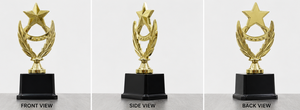 Gold Plated Star fiber <b>Trophy</b> With Laurel Wreath Black Base For Sports And Games - Product Image 4