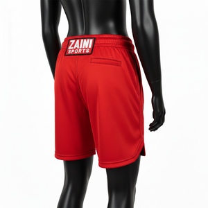 Short de basket-ball pour femme en maille polyester premium 200 GSM, rouge, tissu respirant, logo brodé, vêtements d'équipe personnalisés, shorts pour femme - Product Image 4