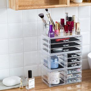 Set di 4 Portaoggetti in Plastica Trasparente per Cosmetici, Organizzatore per Trucchi, Scaffale Portaoggetti - Product Image 2