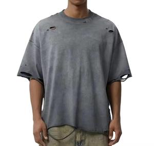Camiseta de Hombre con Logotipo Personalizado OEM, Estilo Vintage Lavado al Ácido, Ligera, Tallas Grandes, 100% Algodón - Product Image 1