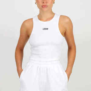 Top de Verano sin Mangas con Cuello Alto y Tejido Acanalado para Mujer, Personalizable al por Mayor, Color Lila, que Realza la Figura - Product Image 1