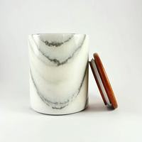 Bocal en marbre hermétique avec couvercle en bois, de qualité alimentaire, pour la cuisine et la salle de bain, idéal pour le stockage de grains de café, de sucre et d'épices, couleur unique