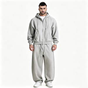 Survêtement unisexe noir à manches longues avec capuche, couleur unie, respirant, léger, en polyester/coton, pour l'été, coupe ample - Product Image 6