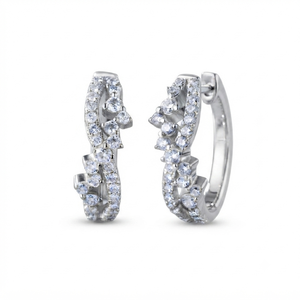 Boucles d'oreilles créoles élégantes en or massif 14 carats pour femme, serties de diamants Moissanite, design unique, personnalisables, tendance, bijoux luxueux, idée cadeau - Product Image 1