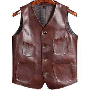 Gilet en cuir noir pour homme, veste de moto sans manches, gilet de motard, vêtement d'extérieur décontracté avec un matériau de haute qualité, design classique F - Product Image 6