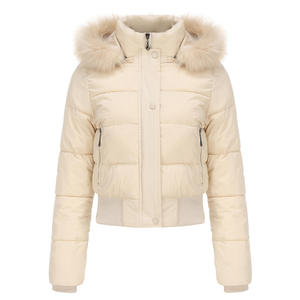 Custom <b>Women</b> Eco-Friendly Quick Dry Memory Fabric <b>Waterproof</b> Hooded <b>Puffer</b> <b>Jacket</b> Fur Trim Cotton Zipper Closure Premium - Product Image 1