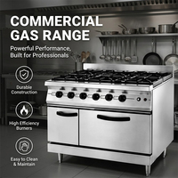 Cuisinière à gaz professionnelle In-Smart à six brûleurs en acier inoxydable pour restaurant, haute pression, six feux