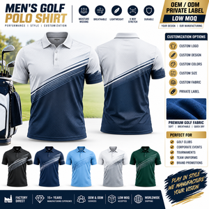 Polo de Golf con Logotipo Bordado Personalizado para Hombre, Uniforme de Equipo de Alto Rendimiento, Transpirable, de Secado Rápido, Venta al Por Mayor OEM - Product Image 1