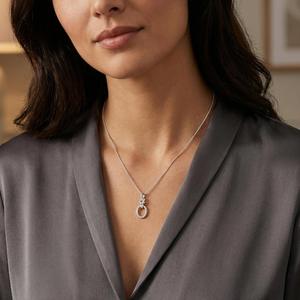 Collier pendentif cœur noué en argent et moissanite, collier ovale, cadeau d'anniversaire pour elle - Product Image 2